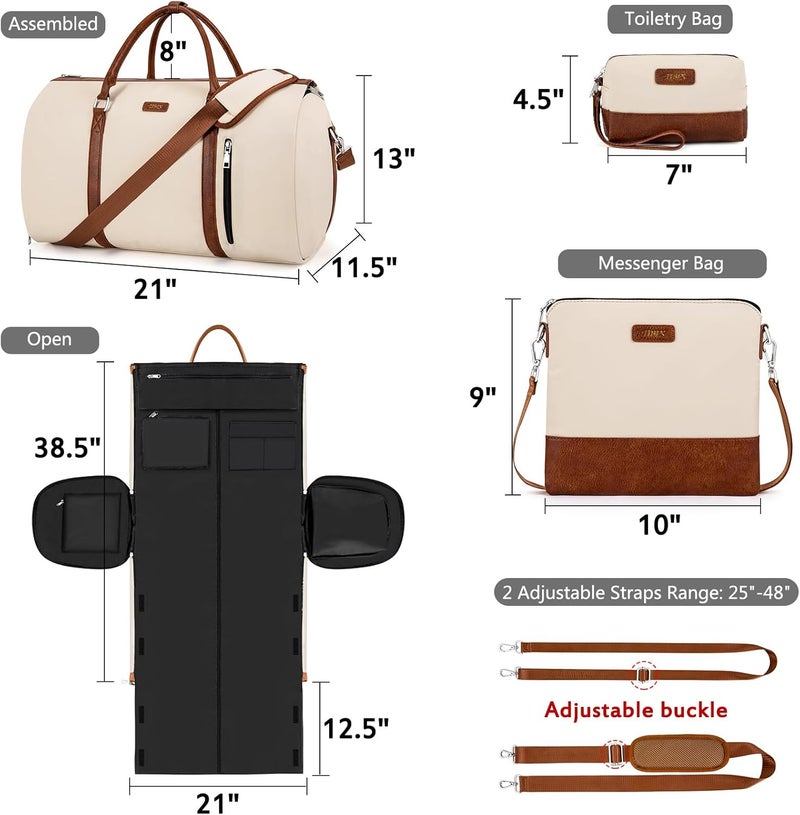 TIBES Convertible 2-in-1 Garment Bags for Travel, 50L Carry On Garment Duffle Bag With Shoe Compartment Large Weekender Bag for Women Men Hanging Suitcase Suit Travel Duffel Overnight Bags 4pcs Set - Image 5